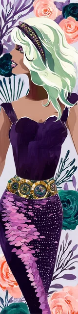 Free mermaid bookmark featuring a mermaid in a purple dress